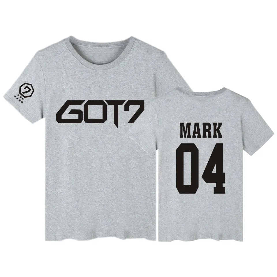GOT7 Kpop бамбуковые футболки JB Джексон короткий рукав футболки с получил 7 Kpop Хип-хоп футболка Для женщин в футболка Женская обувь - Цвет: gray