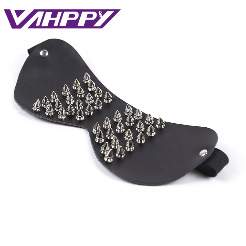 VaHppy черная кожа с заклепками Разъемный патч для глаз повязка на глаза флирт