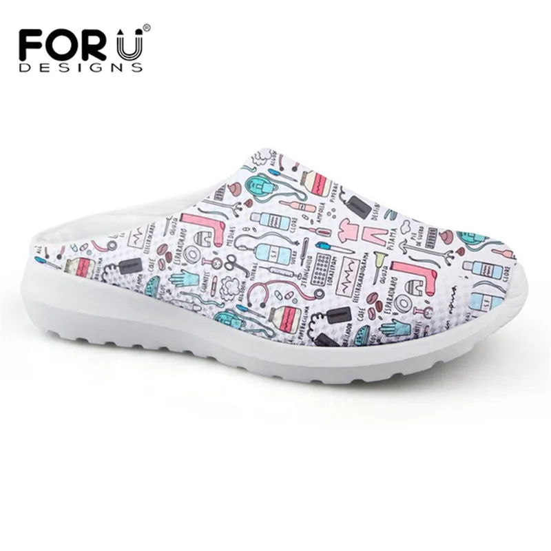 FORUDESIGNS/3D мультфильм медсестра узор плоские сандалии женские Повседневная