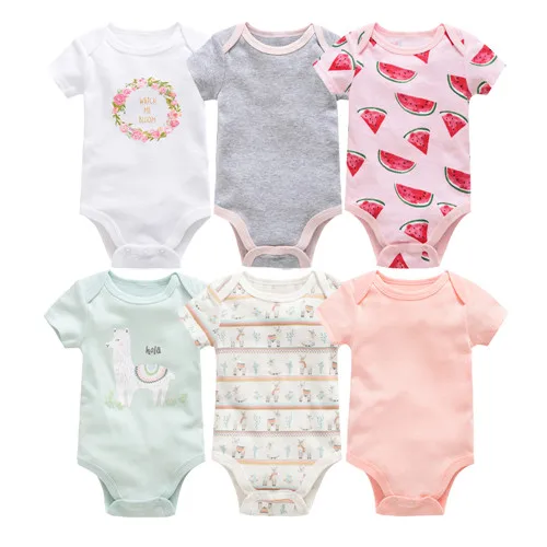 HY22892291 Kavkas/Боди для маленьких девочек 3, 6 предметов, bebe, летняя хлопковая одежда с короткими рукавами для маленьких девочек, комбинезон для новорожденных 0-12 месяцев, Одежда для младенцев - Цвет: HY22892291