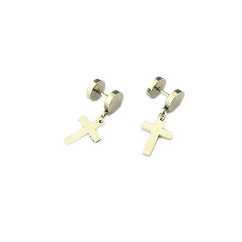 Stainless Steel 8MM Disc Fake Ear Plug Tunnel Dangle Cross Piercing Stud | Украшения и аксессуары