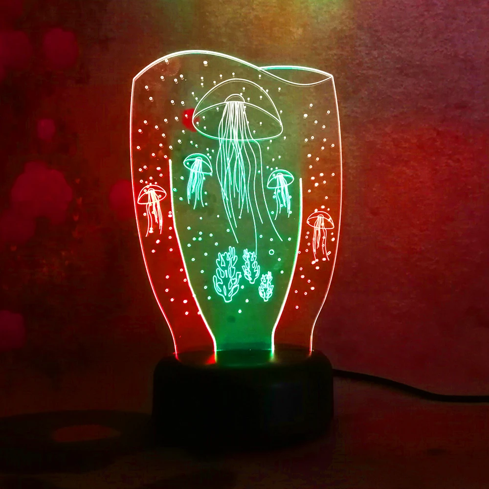 Luminaria Красочные Медузы 3D видения ночник настольная лампа 7 цветов Изменение xmas
