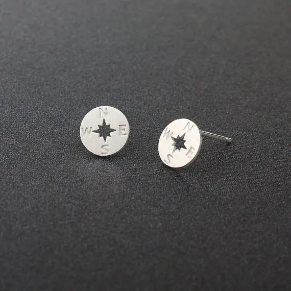 Yiustar серебро и розовое colorcompass Серьги гвоздики для Для женщин E092|fashion stud earrings|stud