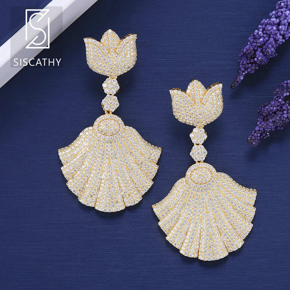 Женские серьги с цветочным кулоном SISCATHY серьги-капельки фианитом в нигерийском
