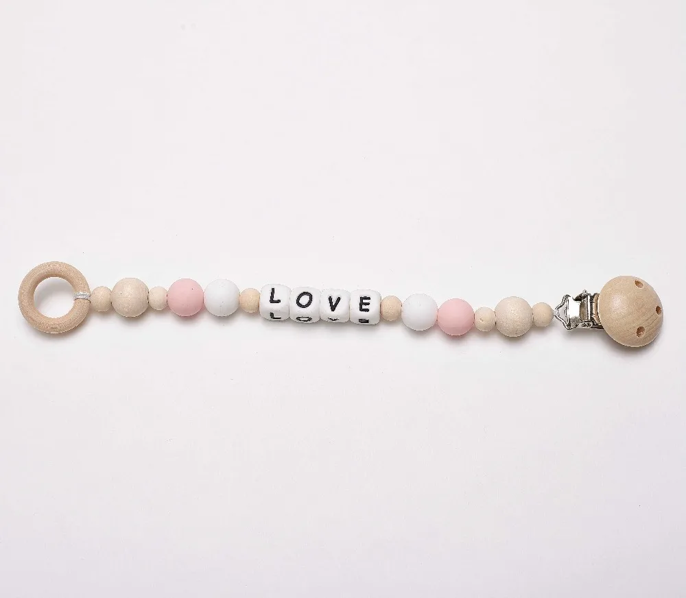 2018 ручной работы бусы силиконовые бусины деревянные соску клип LOVE детские