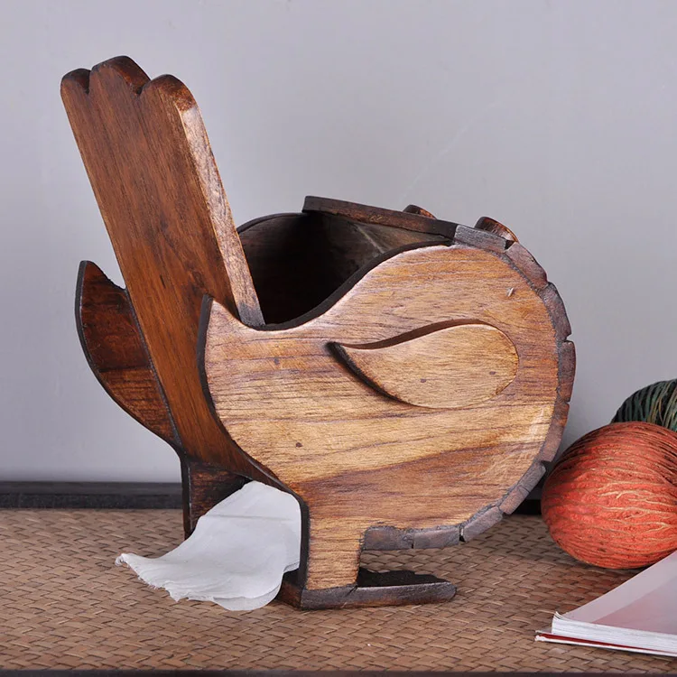 Thailand Tissue Holder Teak Handmade Napkin Box Retro Funny Toilet Paper | Дом и сад