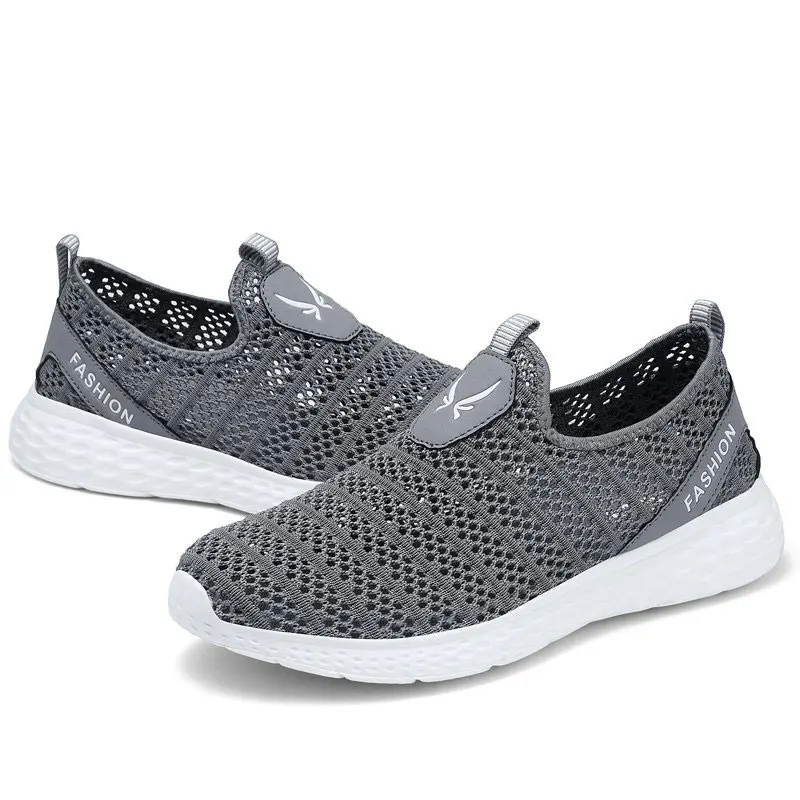 2019 Men Shoes Summer Mesh Breathable shoe Walking Footwear Lightweight Comfortable Man Sneakers big size 48 running male gray |
