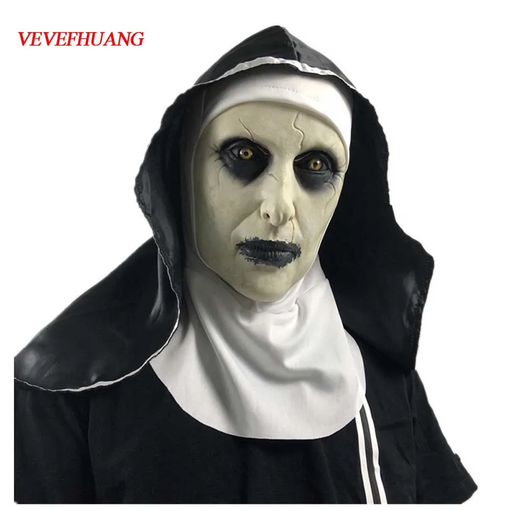 VEVEFHUANG монахиня ужасная маска Косплэй Valak страшные латексные маски с платок полный шлем Хэллоуин вечерние реквизит Drop