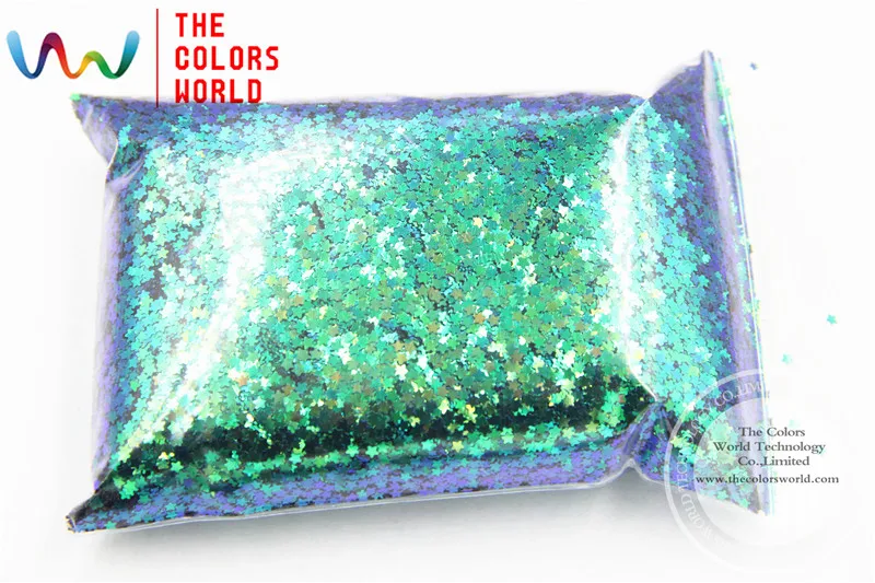 

TCR402 Chameleon Glitter Green With Purple and Gold luster color 2.0MM Size Star Shape glitter for nail Art or DIY decoration