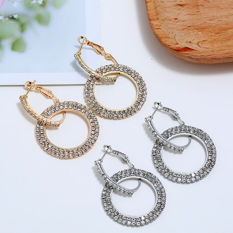 L & H модные серьги в богемном стиле с двойным круговым кольцом массивные со