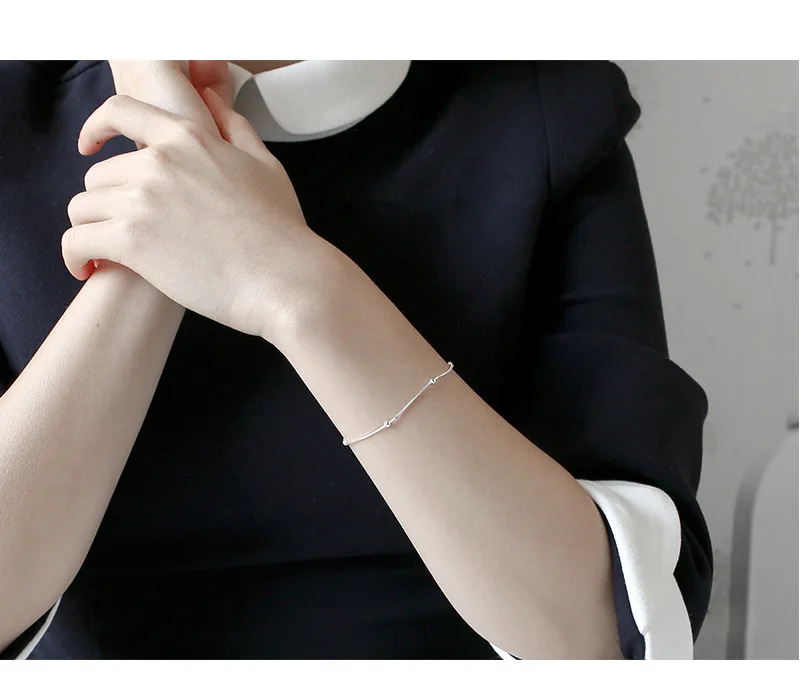 Christmas SALE Authentic 100% S925 Sterling Silver Round Bead Snake Chain Bangle &amp Bracelet Luxury Jewelry Lady Girl Wedding | Украшения