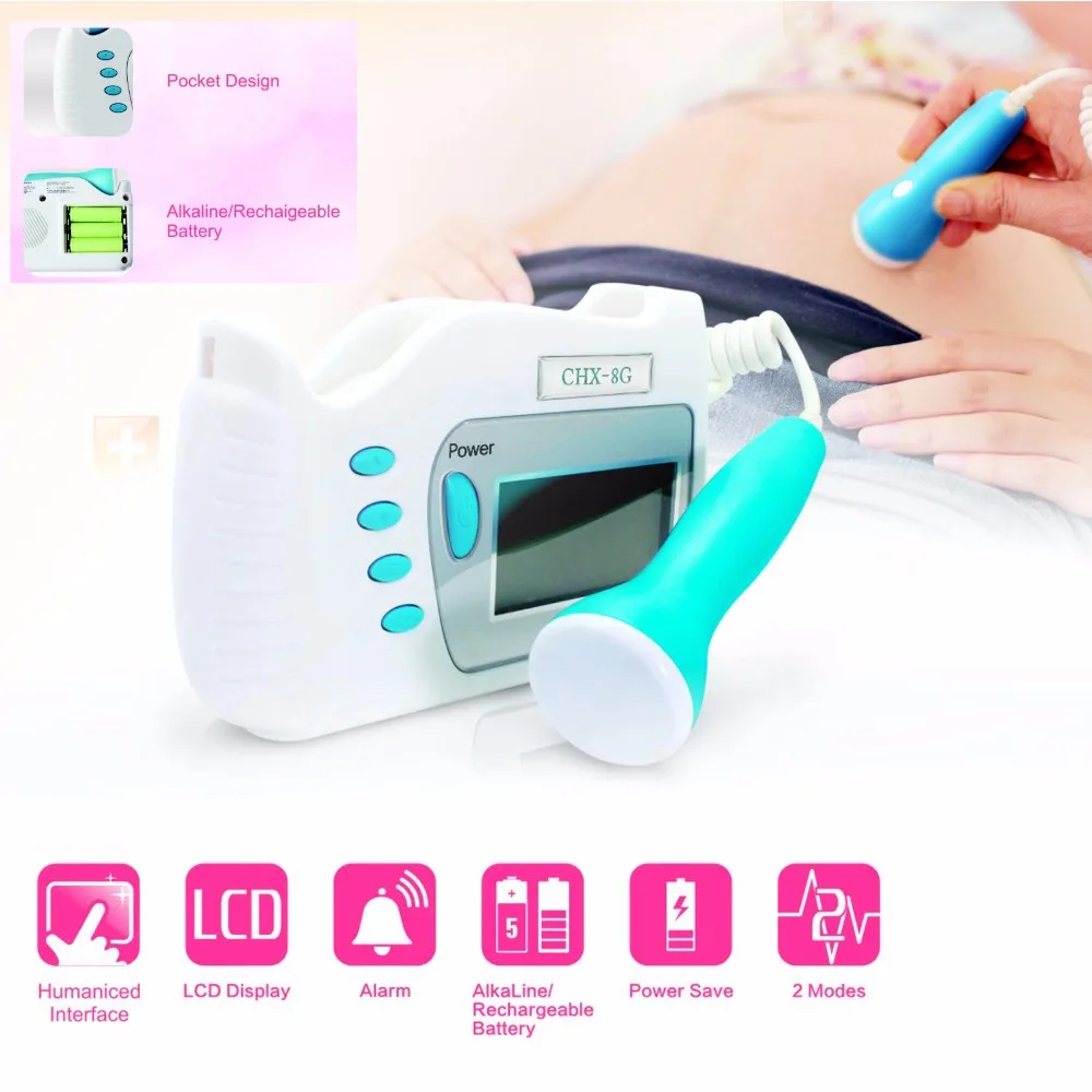 Большой ЖК дисплей FHR карманный фетальный допплер подсветка и встроенный динамик
