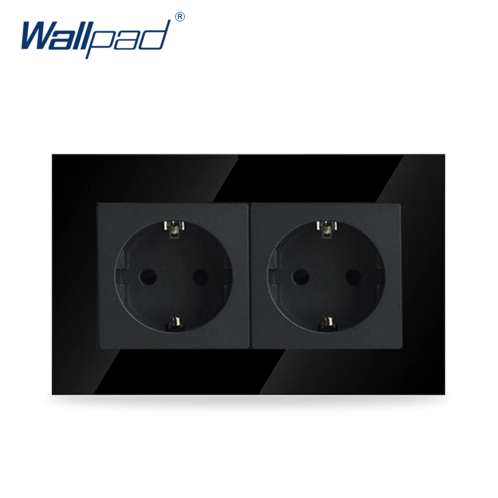 Роскошная двойная Европейская розетка Wallpad 16 А электрическая из черного