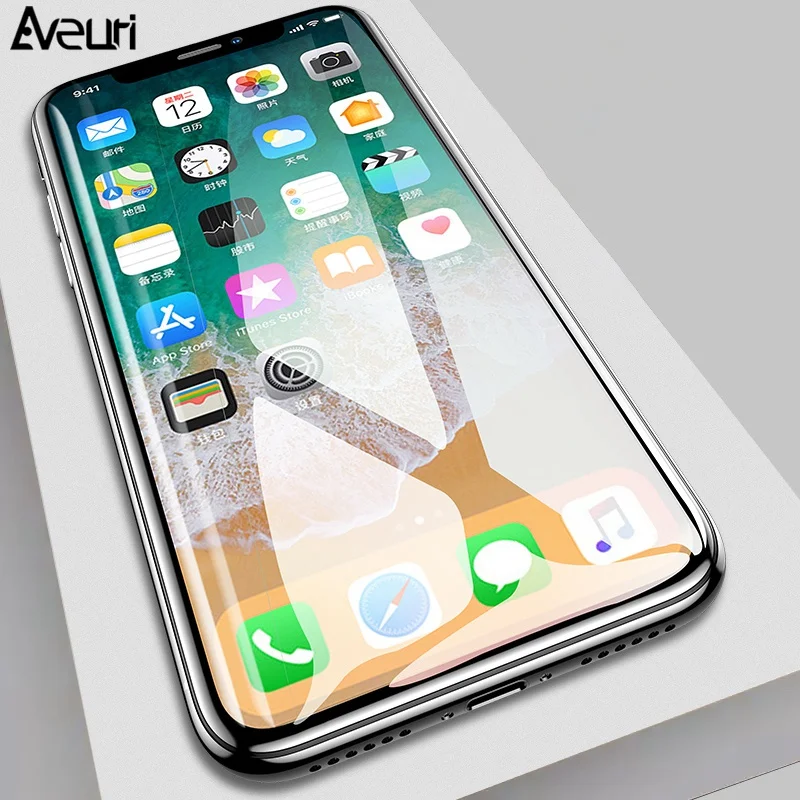 Защитное стекло Aveuri с полным покрытием для iPhone X XS MAX XR 7 8 защита экрана 9H