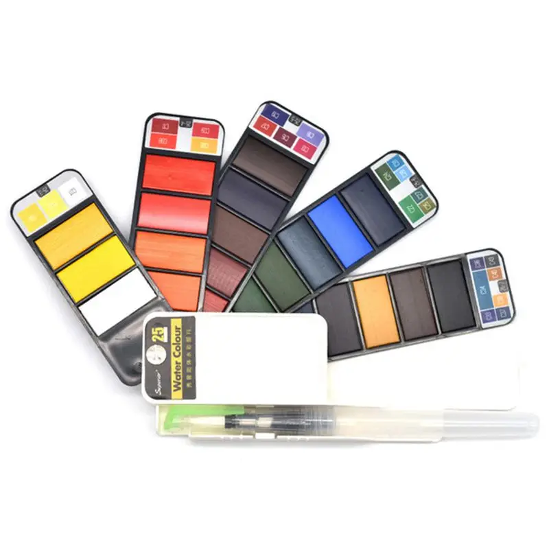 Набор Пигментных красок однотонная акварель с кисточкой для рисования набор