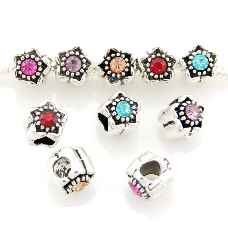 20 шт./лот винтажные серебряные смешанные Стразы пентаграммы звезды большие