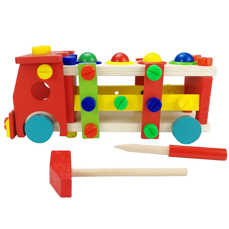 New Wooden Educational Knock The Ball Disassembly/Assembly Screw Vehicle Baby Kids Gift Block Car Toys For Children Juguetes | Игрушки и