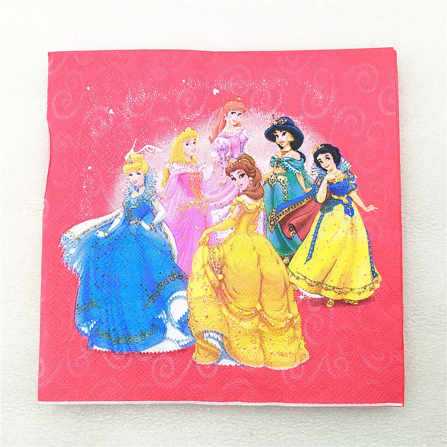 

20pcs /Snow White/Belle//Jasmine/Aurora Princess Party Paper Napkins Birthday Party Supplies Tissue Towels Favors
