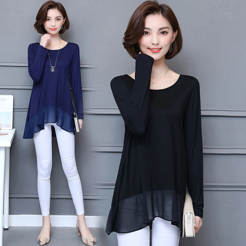 DAIQIANNI Plus Size M-5XL Womens Tops and Blouses 2018 Spring Long Sleeve Stitching Loose Blusas Feminina Casual Women Shirt |