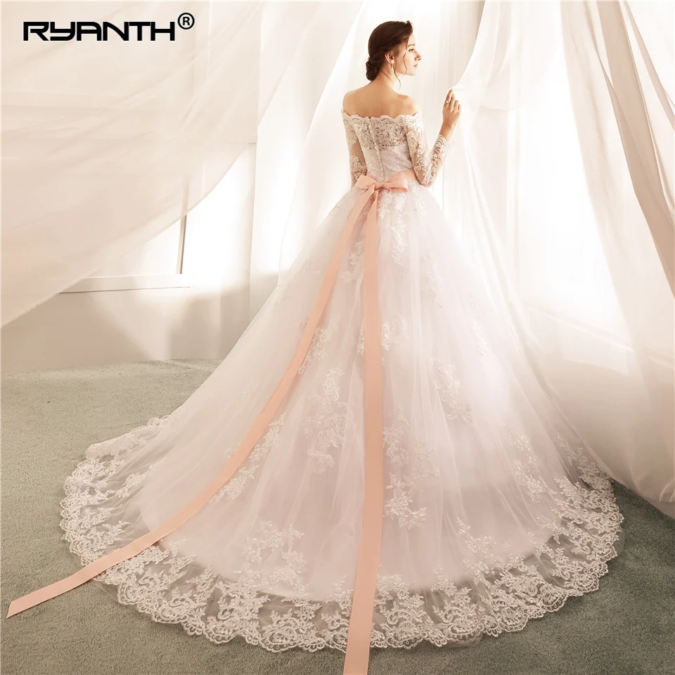 Женское бальное платье с открытыми плечами Ryanth Vestido De Noiva свадебное со съемным
