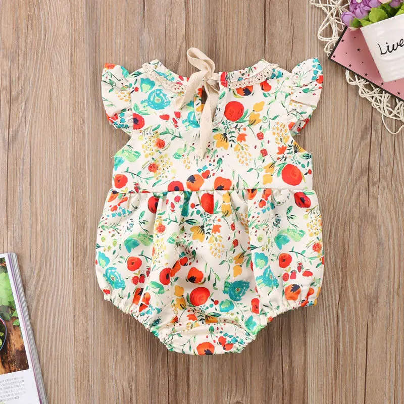 Новинка 2017 года Брендовый комбинезон с цветочным рисунком для новорожденных