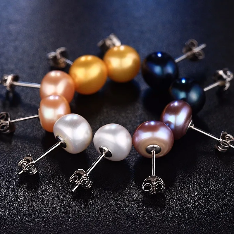 

100% genuine freshwater white pearl earrings fashion jewelry silver stud earrings for women super deal with gift box 2021 new