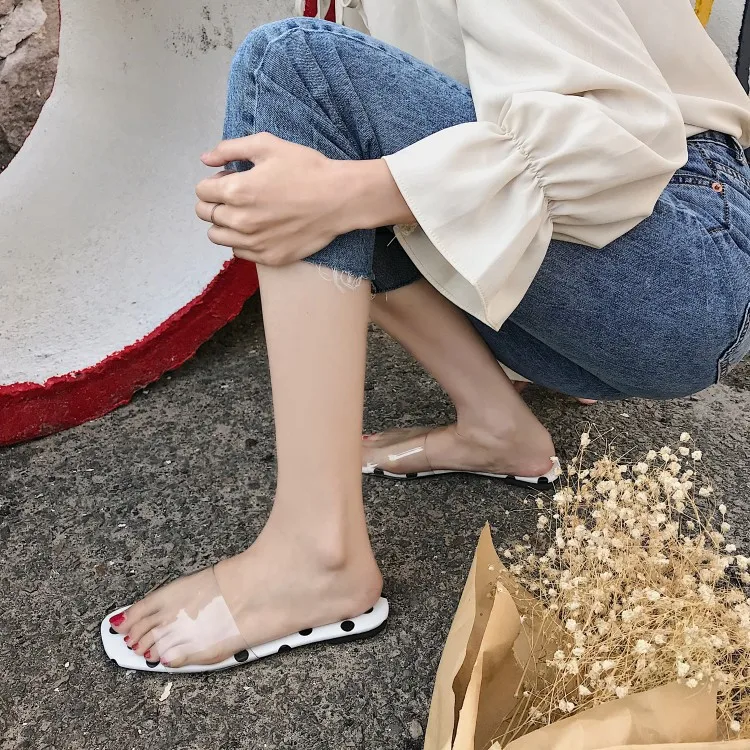 2019 зимние женские тапочки женская обувь для дома Домашние Вьетнамки в горошек 2