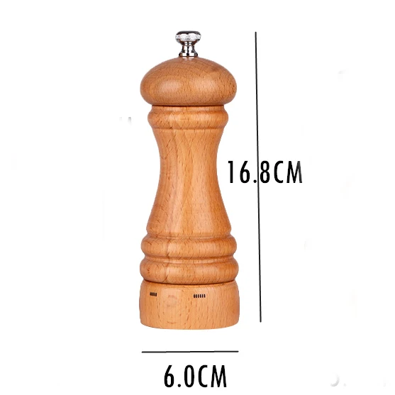 6 Inch -16.8CM Mokithand Буковые мельницы для перца, набор кухонных инструментов, кухонные инструменты, безопасная для пищевых продуктов мельница из углеродистой стали 5' 6' 8' 10' с ручным движением - Цвет: 6 Inch -16.8CM