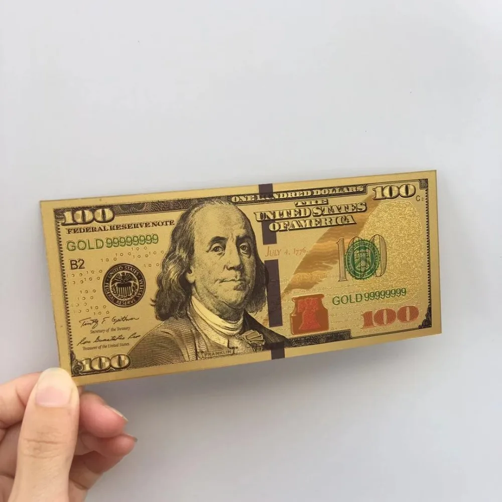 2 шт./компл. 100 долларов банкноты поддельные деньги 24 K позолоченные долларов банкноты реалистичные антикварные покрытые сувенирная коллекция подарки