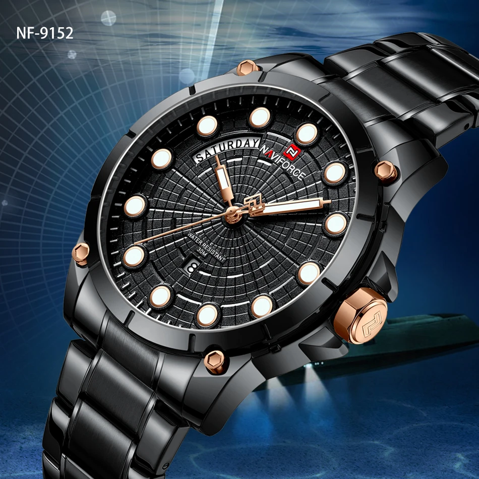 NAVIFORCE модные синие мужские часы люксовый бренд Мужские часы кварцевые наручные часы ремешок из нержавеющей стали водонепроницаемые деловые часы