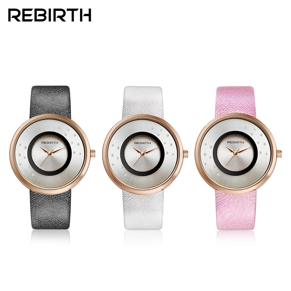 

2018 Fashion Rebirth Brand Women Lady Luxury Clock Female Stylish Casual Business Elegant Leather Quartz Bracelet Wristwatches