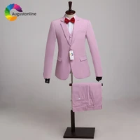 custom made pink men suits wedding suit man blazer jacket pants vest slim fit groom tuxedo 3 piece groomsmen suit