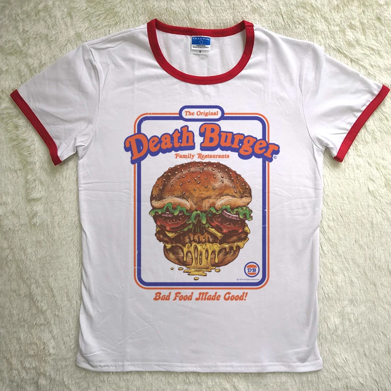 Летняя футболка для девочек Футболка с принтом Death Burger крутая короткими рукавами