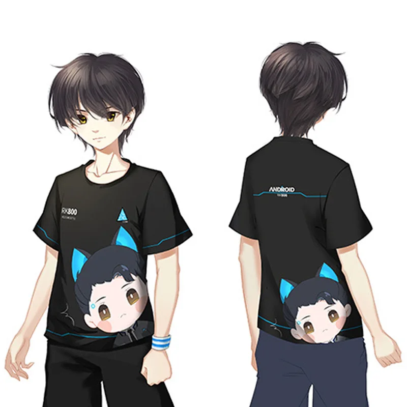 Игра Детройт стать футболка с изображением человека Косплей Conner RK800 костюм