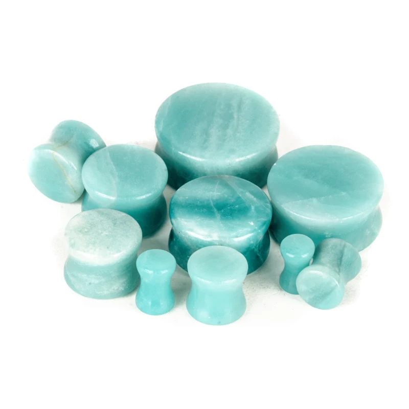 1 пара натуральный камень тоннель заглушка для ушей двойной разбрызгиватель