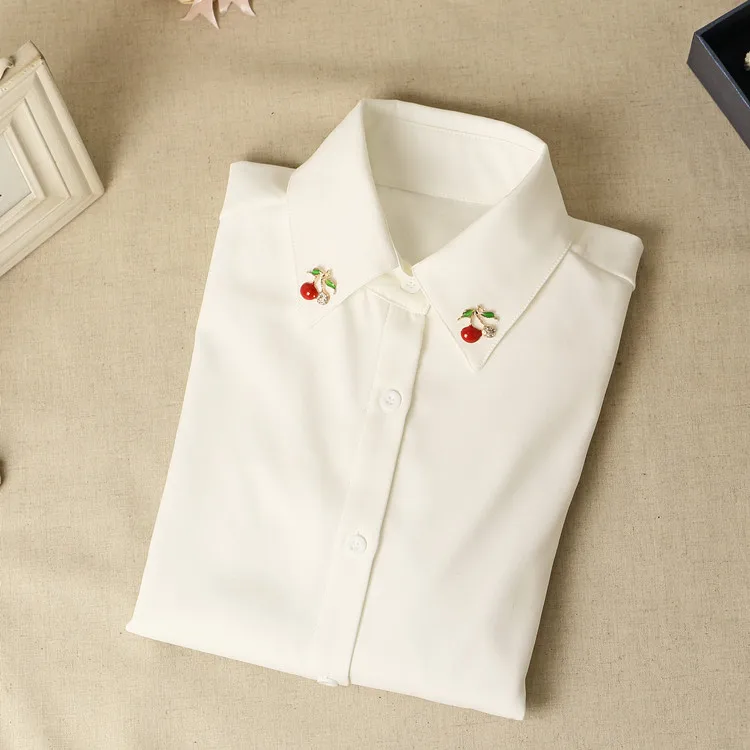 2017 Winter Warm Shirts Women's Shirt Solid Color Female Tops Blouse White Thick Business Formal NS3532 |