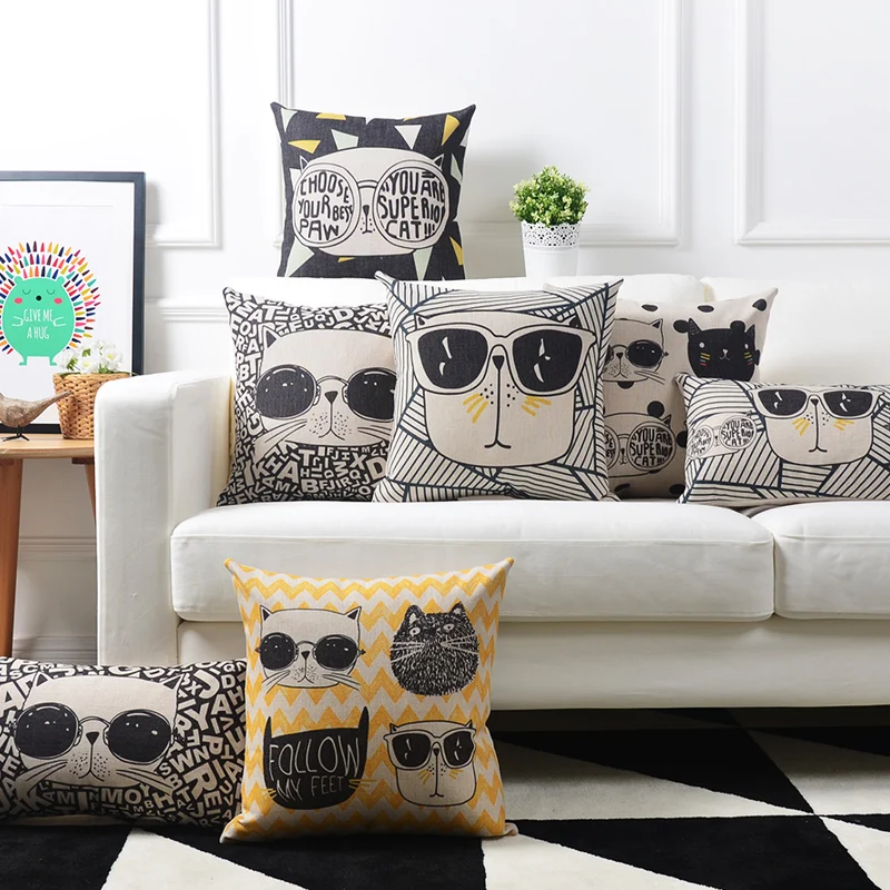 Drop Ship Cool Cat Pillow Cover Geometric Chevron Cushion Throw Home Decor Pillowcase Decorative Pillowsham | Дом и сад