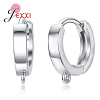 wholesale price 1 pairs round hoop diy earrings findings stamped silver jewelry for women accessories