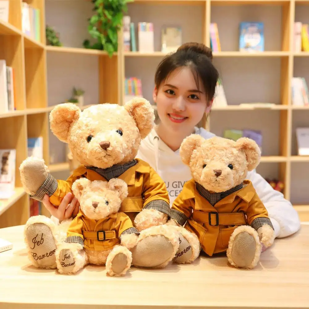 

1pc 20/30/40cm Cute Teddy Bear with Dust Coat Kawaii Stuffed Animal Plush Toys for Children Kids Baby Doll Lovely Birthday Gift