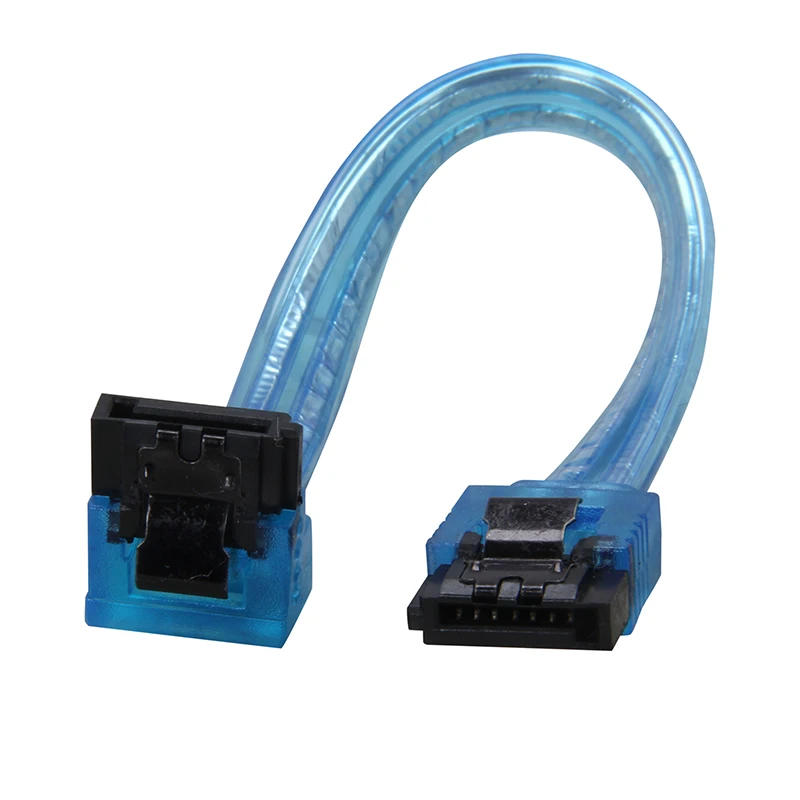 

6inch 180 to 90 degree 6Gb/s SATA3 Serial ATA DATA cable with latch for SATA 3.0 SATAIII 6Gbps HDD Hard Drive Disk/ SSD -UV Blue