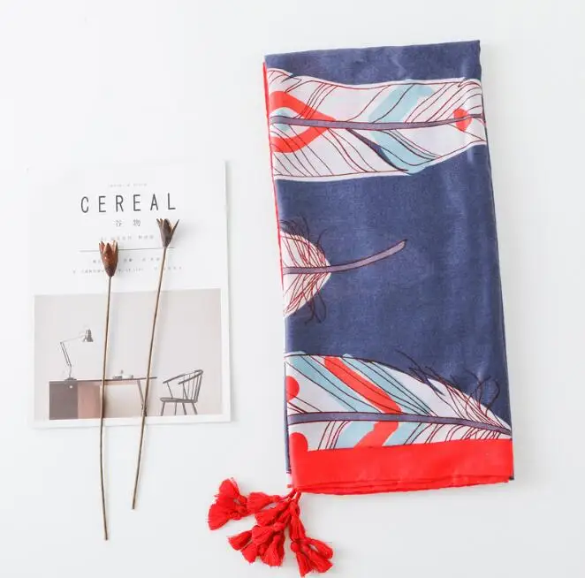 

Summer Vacation Sunscreen Scarf, National Wind, India Wind Feather Scarf, Shawl Tour, Beach Towel Girl