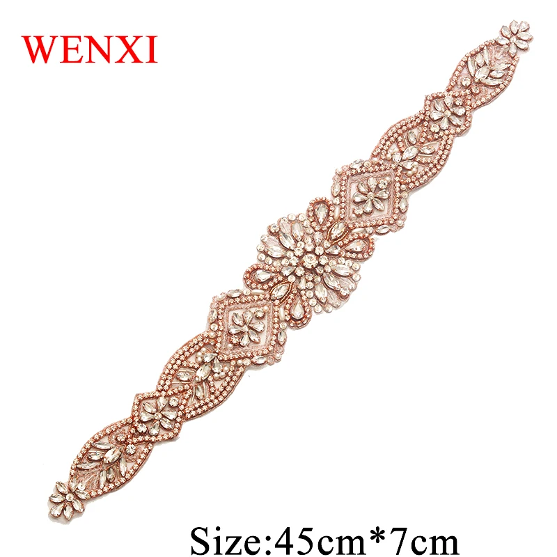 WENXI 5PCS Hand Sew On Hot Fix Iron Silver Crystal Rhinestone Appliques For Wedding Dresses DIY Bridal Sash WX828 | Дом и сад