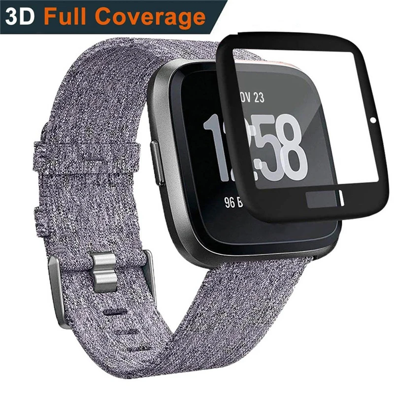 Защитный чехол для Fitbit Versa Lite Watch с полным покрытием из закаленного стекла Защитная крышка 19Mar18