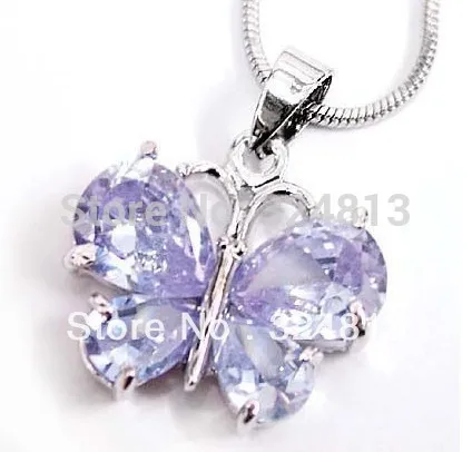 Прекрасный Аметист серебро бабочка кулон и ожерелье|pendant leather necklace|necklace cameopendant