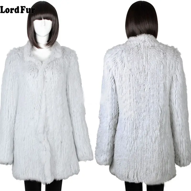 (TopFurMall) Женское пальто с натуральным кроличьим мехом Длинная зимняя женская