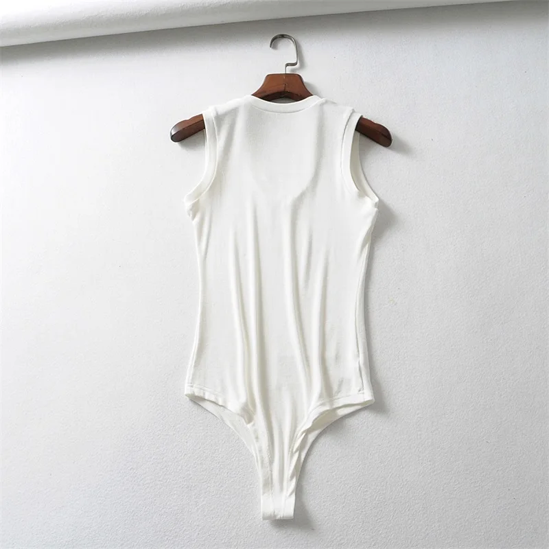 

Women V Neck Vest Ribbed Bodysuit