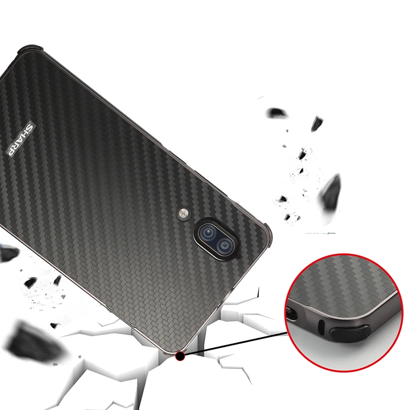 Luxury Aluminum Metal Frame Bumper Case For SSHARP AQUOS S2 Carbon Fiber Back Cover for Sharp Aquos Phone 5.3'' |