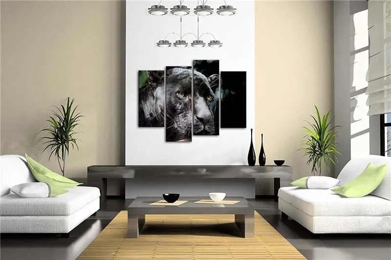 Черная голова Пантеры деревянная портретная настенная живопись картина Печать