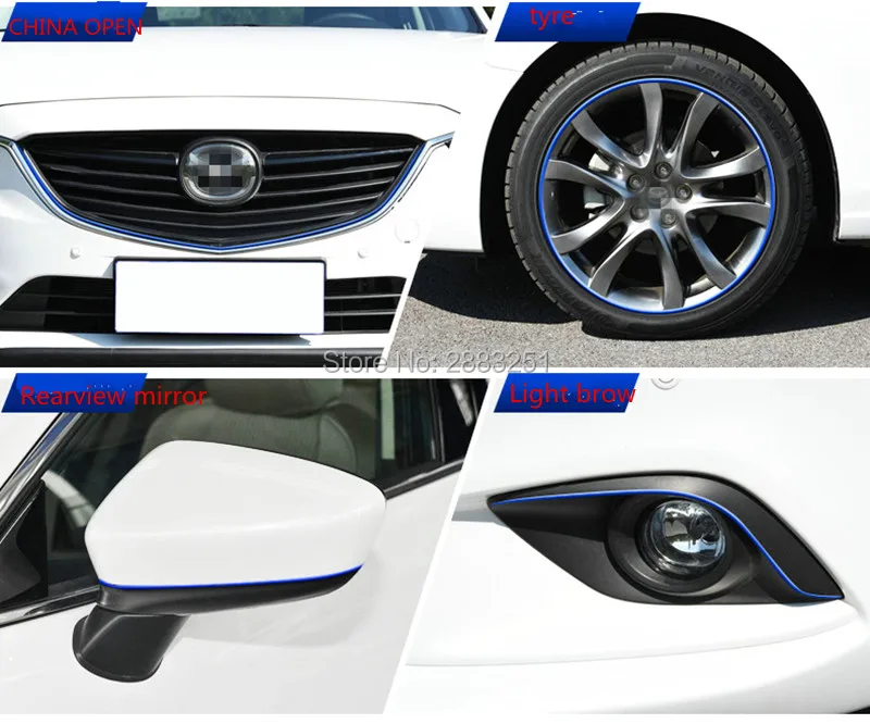 8 м автомобильные аксессуары хромированная защита обода колеса световая рамка