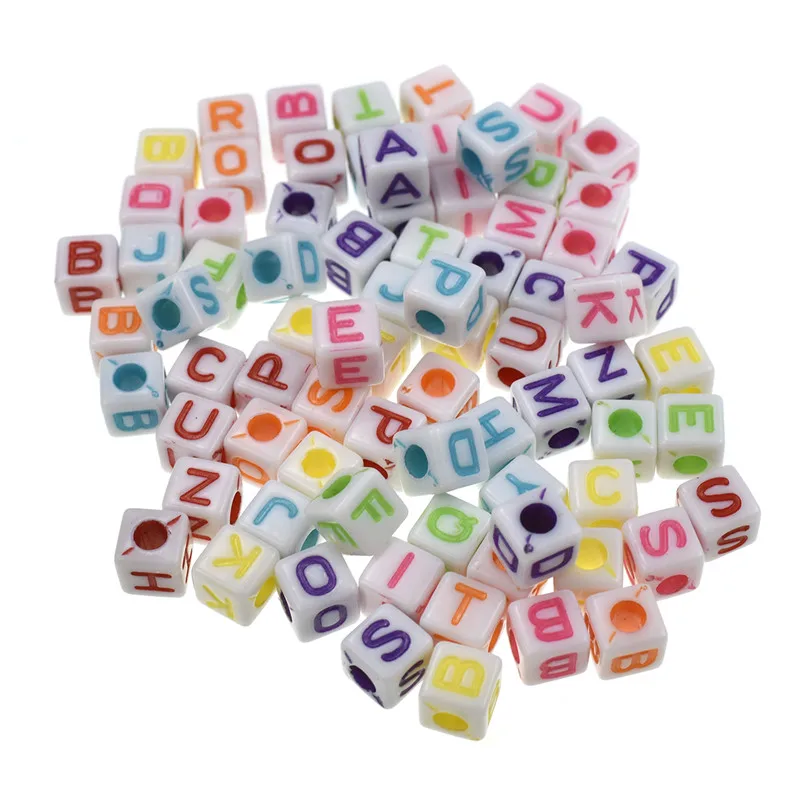 100pcs Mix Colors Alphabet Letter Acrylic Cube Loose Garment Beads Findings For DIY Bracelet Necklace Handmade Accessory | Дом и сад
